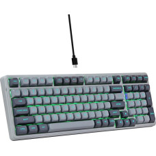 E-Yooso Creamy Mechanical QWERTY Keyboard Wired Linear Switches Seal Structure Sound-Absorbing Foam LED Illumination 99 Keys Gaming Keyboard for PC/Mac, Grey/Black