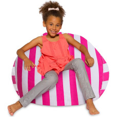 Posh Creations Sitzsack für Kinder, Jugendliche und Erwachsene, inkl. abnehmbarem und maschinenwaschbarem Bezug, 96,5 cm, groß, gestreift, Rosa und Weiß