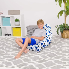 Posh Beanbags 100L Medium Twisted Canvas Bean Bag Blue & White