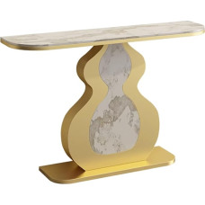 YVYKFZD Schmaler Konsolentisch, Beistelltisch mit Kürbismetallfuß, stilvolle hinter Sofatisch Flurtisch, platzsparende Akzenttische Eingangstisch, für Eingangsbereich(Gold B,100cm/39.3