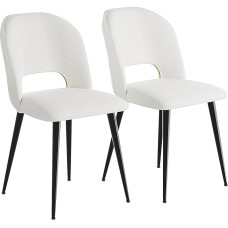 Dining Room Chairs Set, Kitchen Chair, Upholstered Chair, Living Room Chair, Modern Kitchen Chairs with Openwork Backrest, Striped Fabric Seat, Upholstered Chair with Metal Legs, 48 x 45 x 85 cm,