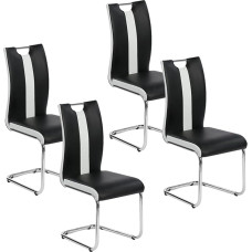IDMarket Set of 4 Pia Black and White Dining Chairs for Dining Room
