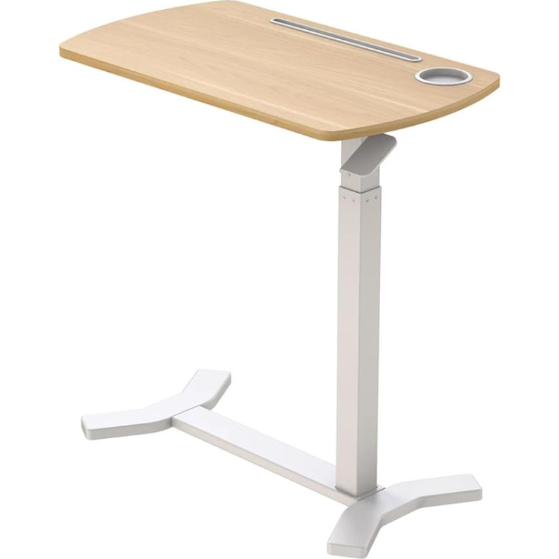 Spacetronik Height Adjustable Side Table C Shape - Mobile Coffee Table with Concealed Wheels - Laptop Table with Manual Height Adjustable 65-103 cm - Bedside Table for Couch, Bed, Home Office