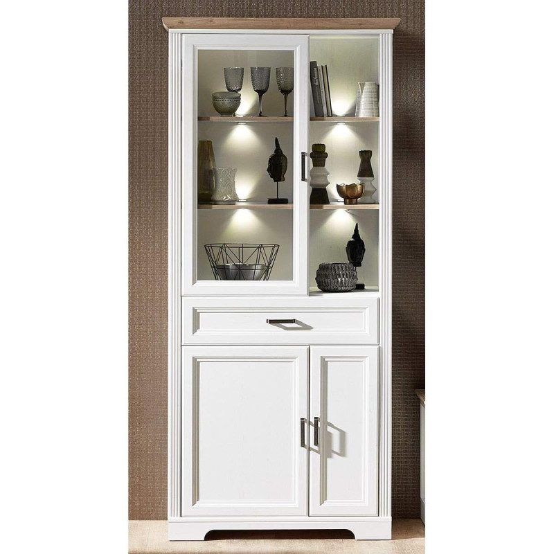 möbelando Jillana Standing Display Cabinet Wooden Display Cabinet Living Room Cabinet I Light Pine / Artisan Oak