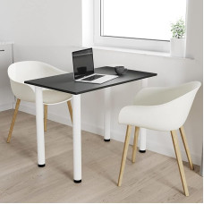 AKKE Dining Room Table with White Legs, Dining Table, Kitchen Table, Office Table, Anthracite, 70 x 40 cm