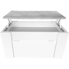 mattfy - Coffee / Tea Table Elevating Living Room Dining Table White with Grey Cement Lid Dimensions: 90cm (W) x 50cm (D) x 46/57cm (H)