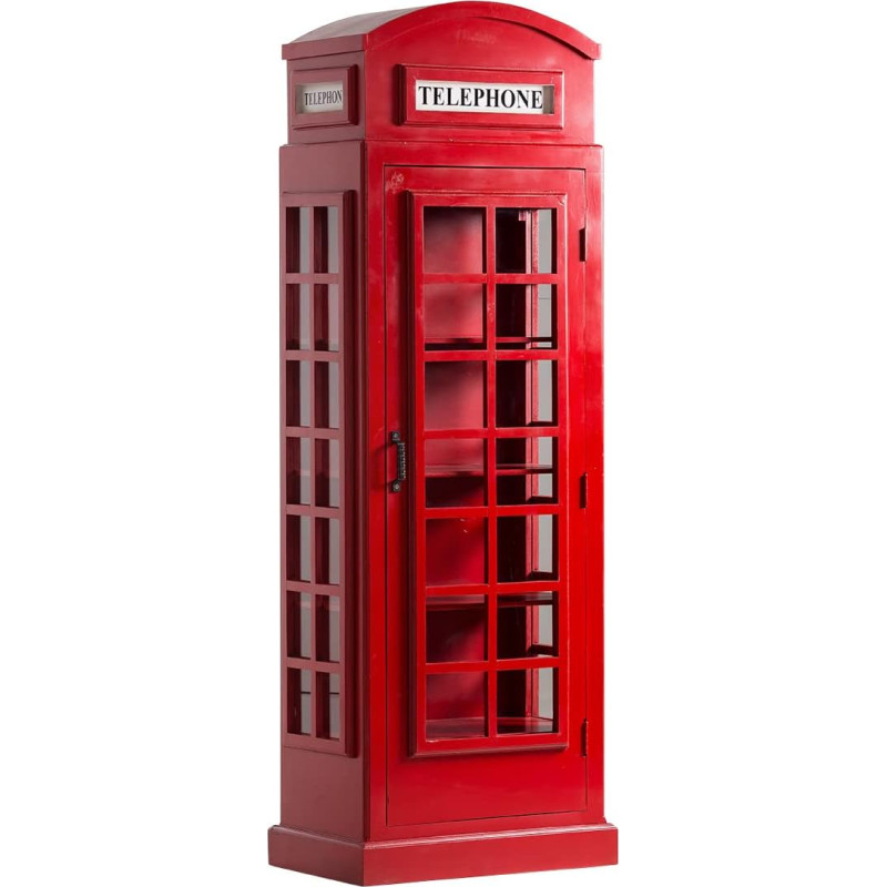 Woodkings Telephone Box British I Red Wood I Glass Cabinet I London Cabinet I Glass Cabinet I Bar Cabinet I Book Shelf I Unique Item