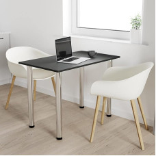 Dining Room Table with Chrome Legs, Dining Table, Kitchen Table, Office Table, Anthracite, 60 x 40 cm