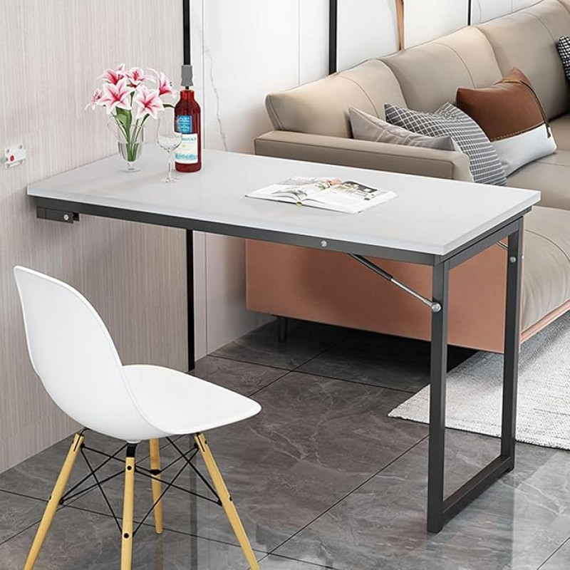 Wall Mounted Drop Leaf Dining Table - Space-Saving Wooden Design for Kitchen & Dining Room - Versatile Wall-Mounted Desk for Bedroom - Compact & Stylish