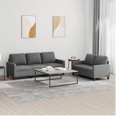 qohoio 2-TLG. Sofagarnitur mit Kissen Sofa Wohnzimmer Sitzgruppe Wohnzimmer Sofa Set Sofas FüR Wohnzimmer Dunkelgrau Stoff - 3201461