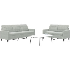 qohoio 3278391 2-Piece Sofa Set with Cushion Sofa Living Room Sofa Set Sofas for Living Room Light Grey Velvet