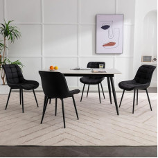 ALEAVIC Dining Room Chairs, Set of 4, Faux Leather Kitchen Chairs, Dining Room Chairs with Mesh Pattern, Modern Dining Room Chairs for Dining Room, Kitchen, Living Room, Black