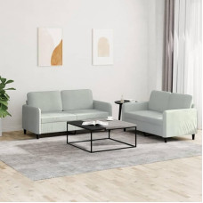 LAPOOH 3201974 2-Piece Sofa Set Light Grey Velvet, Lounge Sofa, Sofas & Couches, Relaxing Sofa, Couch for Living Room, Couch with