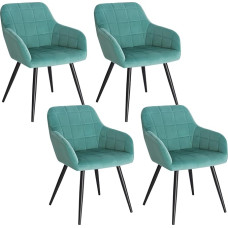 Woltu BH93-4, Set of 4 Dining Room Chairs, Kitchen Chairs, Cushioned Chairs, Designer Chairs with Armrests, Frame Made from Metal