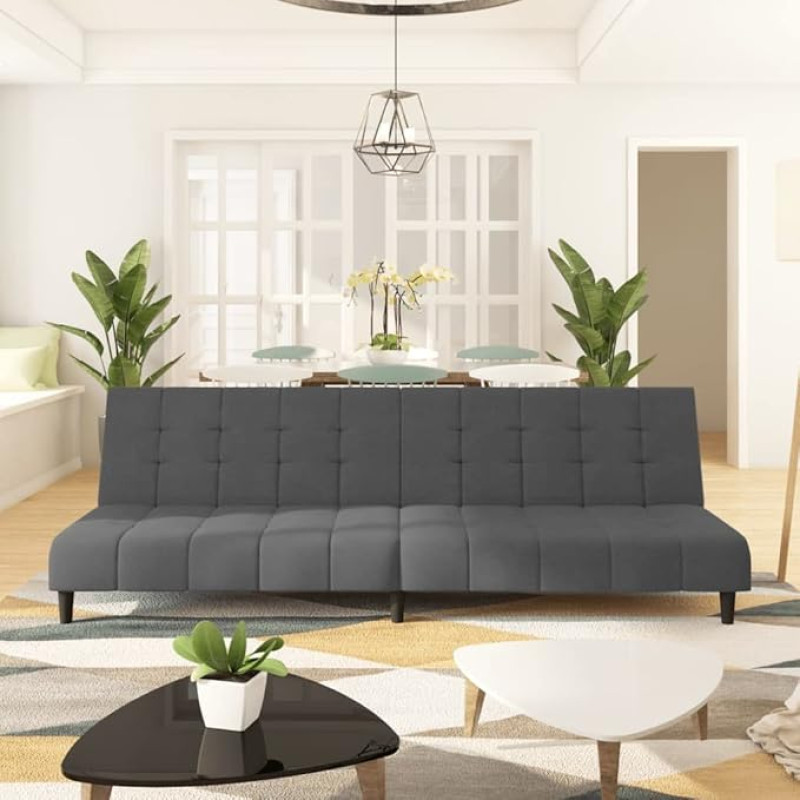 LAPOOH 375764 Sofa Bed 2-Seater Dark Grey Velvet Lounge Sofa, Sofas & Couches, Relax Sofa, Couch for Living Room, Couch with - 375764