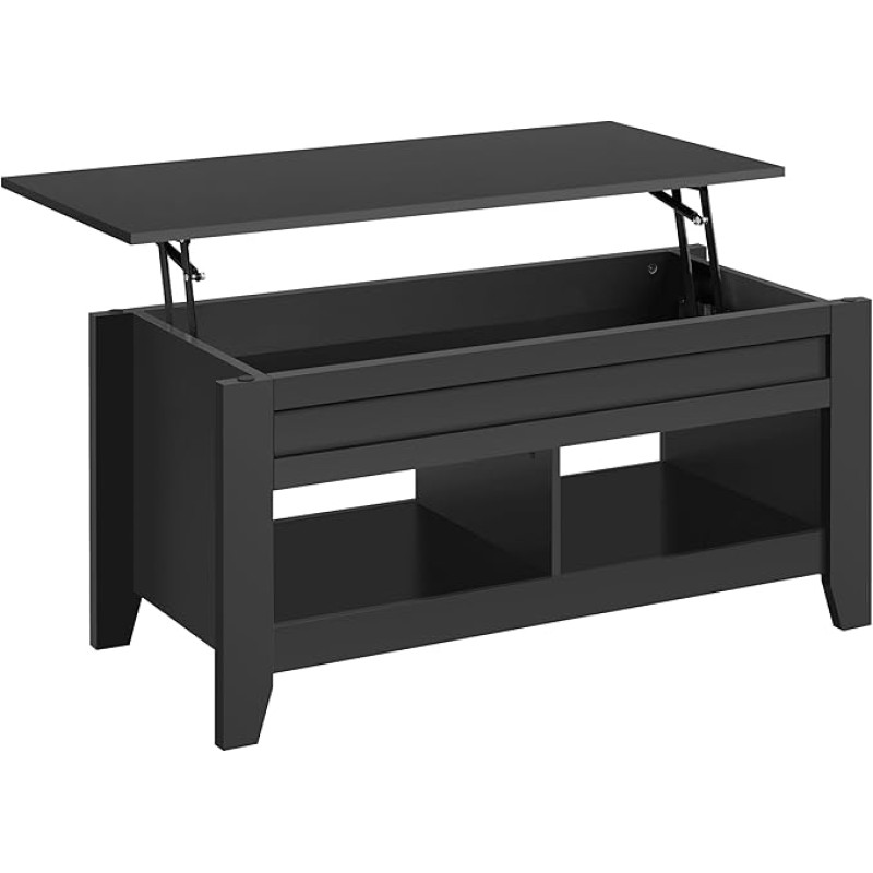 Yaheetech Coffee Table Height Adjustable Side Table Living Room Table with Storage Compartment Wooden Sofa Table Lift-Up Coffee Table for Living Room, Black