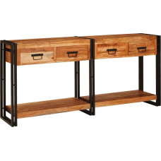 Konsole Tisch 2 2 pcs Braun 160 x 33 x 75 cm Massivholz Akazie, Schmaler Flurtisch Ablagetisch für Eingangsbereich Wohnzimmer Home Office