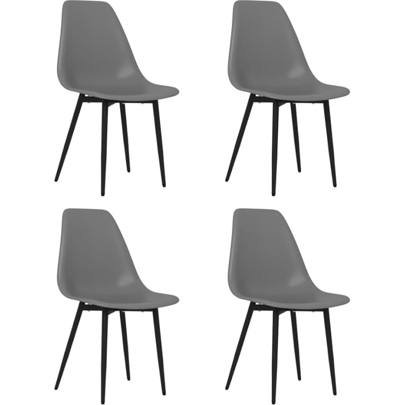 vidaXL 4 x Dining Room Chairs, Kitchen Chairs, Reclining Chairs, Living Room Chairs, Dining Room Chairs, Kitchen Chairs, Dining Chairs, Grey Polypropylene