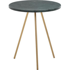 FineBuy Side Table Real Marble Green 38 x 38 x 44 cm Metal Gold Small Tripod Sofa Table Round Living Room Table Couch Modern Coffee Table High