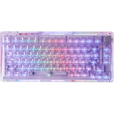 KiiBoom Phantom 81 V2 75% Transparent Mechanical Gaming Keyboard, Hot-Swap Keyboard with RGB, Transparent Keycaps, Rechargeable Battery and Three Modes for Windows/Mac (Purple)