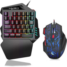 One-Handed Mechanical Gaming Keyboard and Mouse, 35 Keys, One-Hand Mechanical Mini Gaming Keyboard, Customized LED Backlight, Ergonomic Game Controller with 1.5M Line for