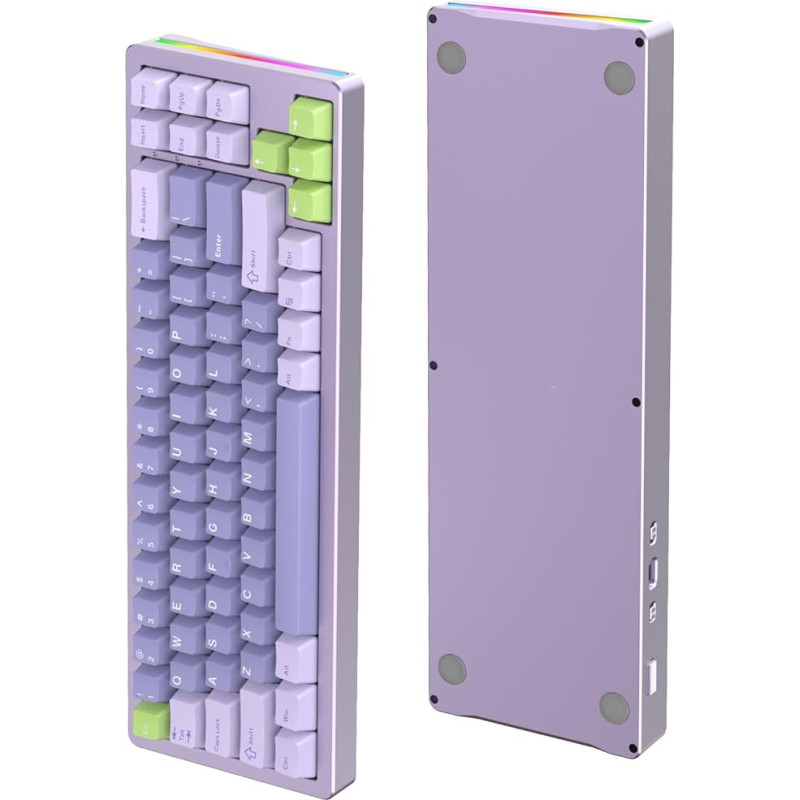 ATTACK SHARK M71 CNC Aluminium Mechanical Gaming Keyboard, Tri-Mode BT5.0/2.4G Wireless/Wired, 4600mAh Rechargeable, 68% Hotswap Gasket, Poron Shape, Chroma RGB Lighting for Mac & Win Lavender