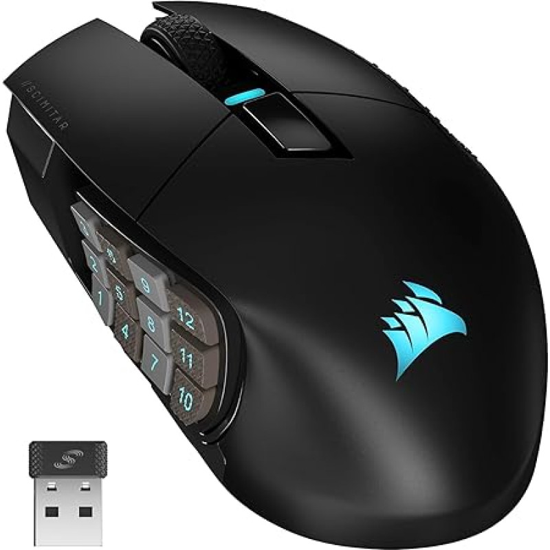 CORSAIR SCIMITAR Elite Wireless MMO Gaming Mouse - 26,000 DPI - 16 Programmable Buttons - Up to 150 Hours Battery Life - iCUE Compatible - PC, PS5, PS4, Xbox - Black