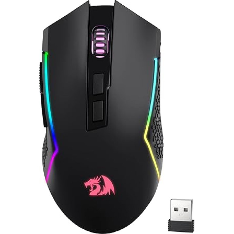 Redragon M693 Wireless Gaming Mouse, 8000 DPI Wired/Wireless Mouse with 3 Mode Connection, BT & 2.4G Wireless, 7 Macro Buttons, Durable Battery Capacity and RGB for PC/Mac/Laptop