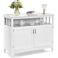 COSTWAY Sideboard, Kitchen Cabinet, Storage Cabinet with 2 Doors and Adjustable Shelf, Buffet Cabinet for Living Room, Dining Room, White, 114 x 51 x 91 cm