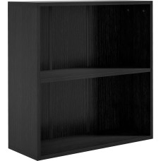 HOMCOM 2 Tier Low Bookcase with Adjustable Shelf, Bookcase, Display Storage Shelf with 2 Compartments for Home Office, Living Room, Study, Black