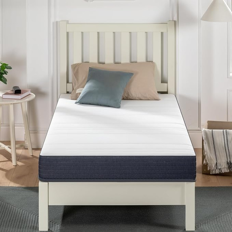 Zinus Conventional Bed Mattress Foam White Navy 90 x 190 cm