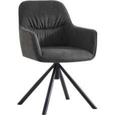 B&D home Swivel Dining Chair, Padded Dining Chairs with Armrests, Designer Chair for the Dining Room, Kitchen, Living Room, Modern Metal Legs, Industrial Design, Woven Fabric in Anthracite, 1 Piece
