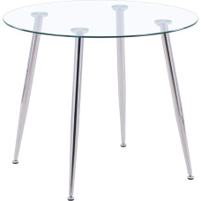 GOLDFAN Glass Dining Room Table Kitchen Table Glass Modern Style Round Table for Living Room Office Kitchen Silver