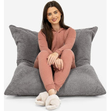 Lounge Pug, Giant Bean Bag XXL Bean Bag Cushion Pom-Pom Anthracite