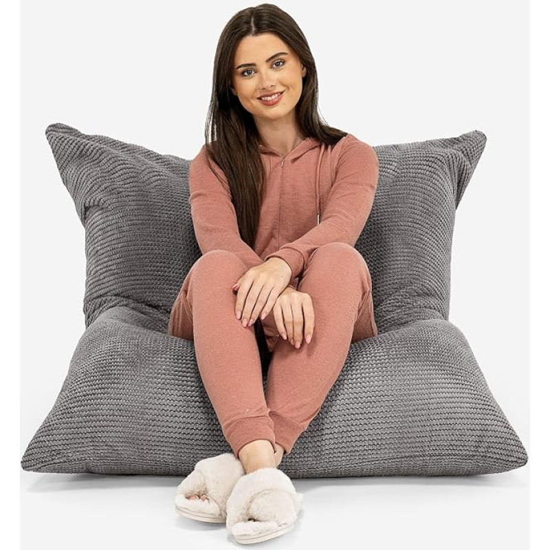 Lounge Pug, Giant Bean Bag XXL Bean Bag Cushion Pom-Pom Anthracite