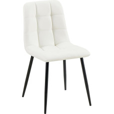 CLP Dining Room Chair, Antibes Faux Leather, Quilted Upholstered Chair, Kitchen Chair with Floor Protectors, Maximum Load 150 kg, Colour: White