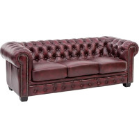 Woodkings® Chesterfield Sofa 3-Seater Vintage Genuine Leather Couch Office Sofa Upholstered Furniture 3 Seater Antique Design Sofa Spring Core Unique Men's Room English Leather Style Sofa Club Sofa