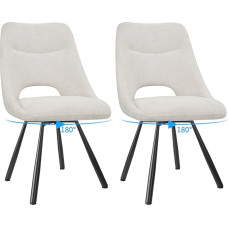 FRUOGO Set of 2 Dining Room Chairs, 180° Swivel Kitchen Chairs, Dressing Table Chairs Made of Imitation Cotton, Cashmere, Modern Padded Living Room Chairs with Metal Feet, Beige