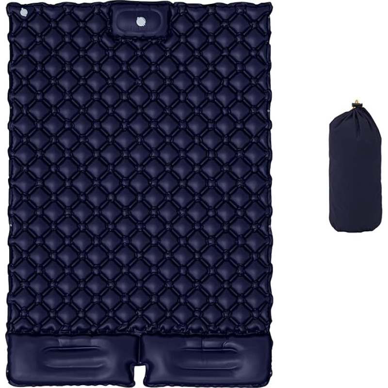 YITAHOME Inflating Sleeping Pad Double,Camping Mat with Built-in Foot Pump,Built-in Pump Bag Large Pillow,Durable Compact Waterproof for Camping, Backpacking, Hiking, Tent Trap TravelingLight Black