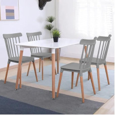 LEPTIS MAGNA Esstisch und 4 Stühle, moderner weißer Esstisch mit Stühlen für Zuhause, Küche, Büro (grau)