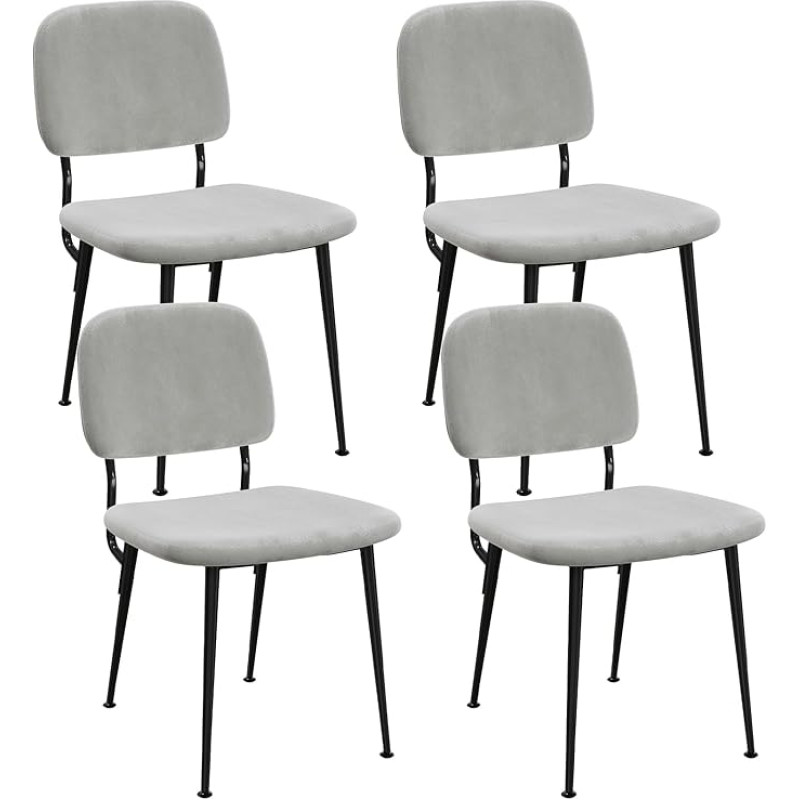 Rcynview Dining Room Chairs, Set of 4, Upholstered Dining Room Chairs with Wide Backrest and Velvet Cushion, Dining Chairs with Metal Base, for Living Room, Kitchen, Bedroom and Reception Room, Grey