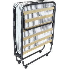 amuéblate online - Folding Bed 80 x 190 cm with Mattress, Folding Table with Guest Mattress, Metal Frame with 4 Wheels, Practical and Functional