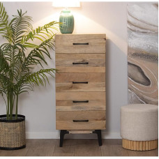DRW Symphonier with 5 Drawers Natural Wood 48 x 40 x 110 cm