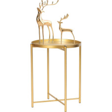 Joveco Round End Table 16.9 Inch Gold Metal Small Bedside Table with Removable Tray Accent Coffee Tables for Living Room Bedroom