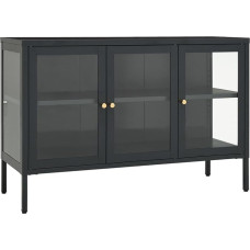 vidaXL Sideboard Chest of Drawers Sideboard Side Cabinet Multi-Purpose Cabinet Standing Cabinet Bookcase Storage Cabinet Anthracite 105 x 35 x 70 cm Steel Glass