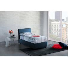 Talamo Italia - Claire Single Bed with Fabric Cover, 100% Made in Italy, Front Opening + Mattress 90 x 200 cm, Blue