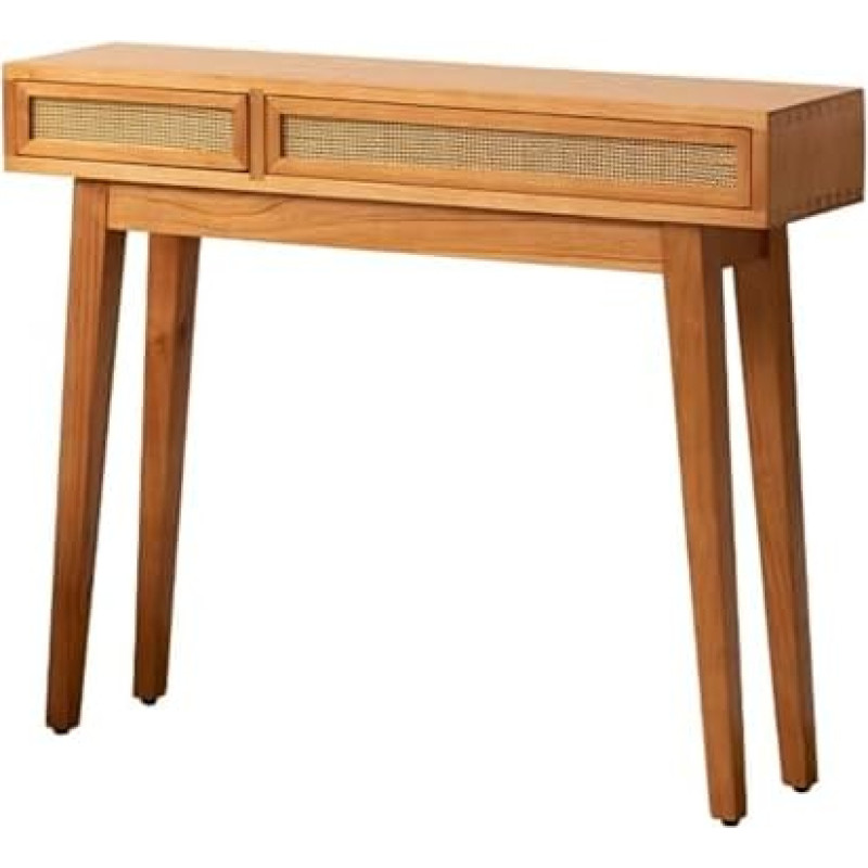 Console Sofa Table with Rattan Drawers Modern Entryway Accent Furniture for Living Room Hallway Behind Couch
