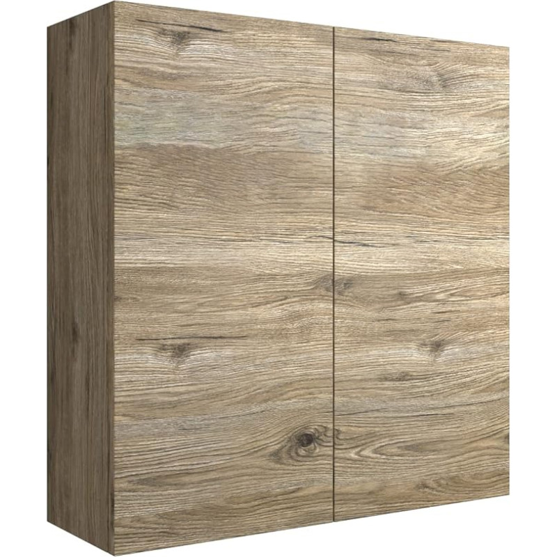 Mama Store Double ERA Wall Cabinet with 2 Doors and Push and Pull Opening System, Laminated, T, Wood Composite, White Oak 68 x 22 x 71 cm