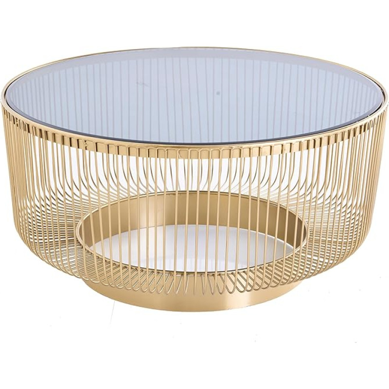 Riess Ambiente Filigree Design Coffee Table Variation 80 cm Gold Black Glass Handmade Side Table for Your Living Room