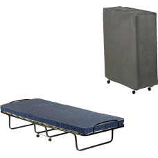 Talamo Italia - Ada Folding Bed with 12 Slats, Includes Mattress, Space Saving Cot, 100% Made in Italy, 80 x 190 x 37 cm, with Cover
